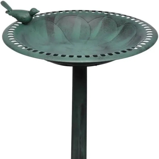 Bathouse Bird Bath with Decorative Bird - Weather-Resistant Plastic