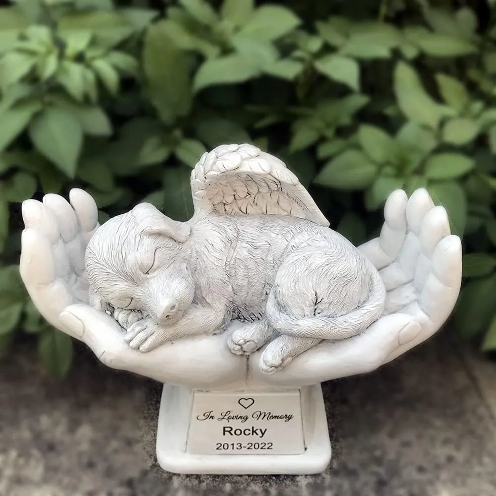 Bathouse Dog Pet Memorial Angel Statue Stone