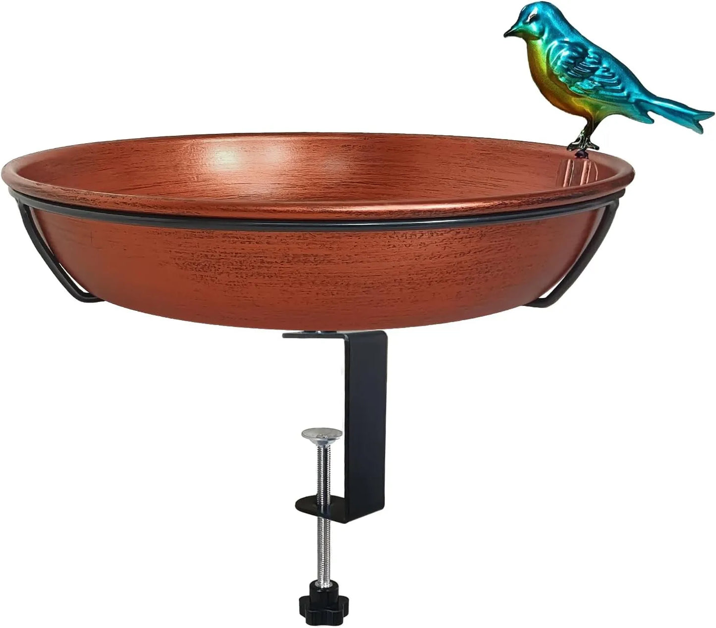 Deck Bird Bath for Outdoors, 11" Copper Metal Birdbath Bowl