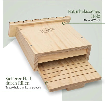 Bathouse Large Heavy Bat Box with Bark Roof According to NABU