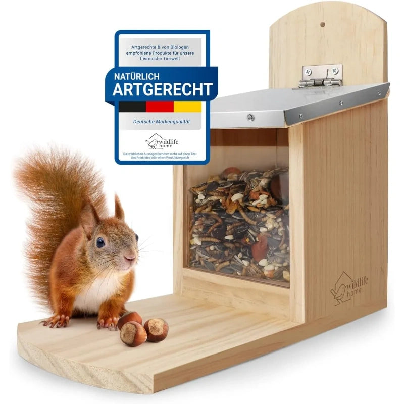 Bathouse Squirrel Feeder with Metal Roof