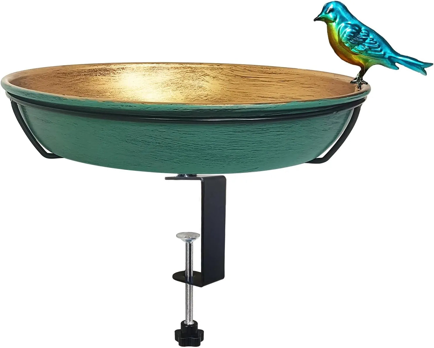 Deck Bird Bath for Outdoors, 11" Copper Metal Birdbath Bowl