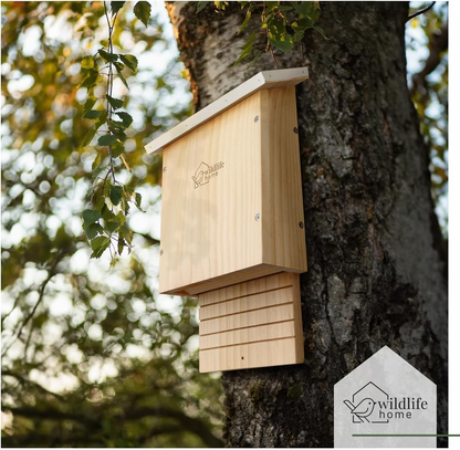 Bathouse Large Heavy Bat Box with Bark Roof According to NABU