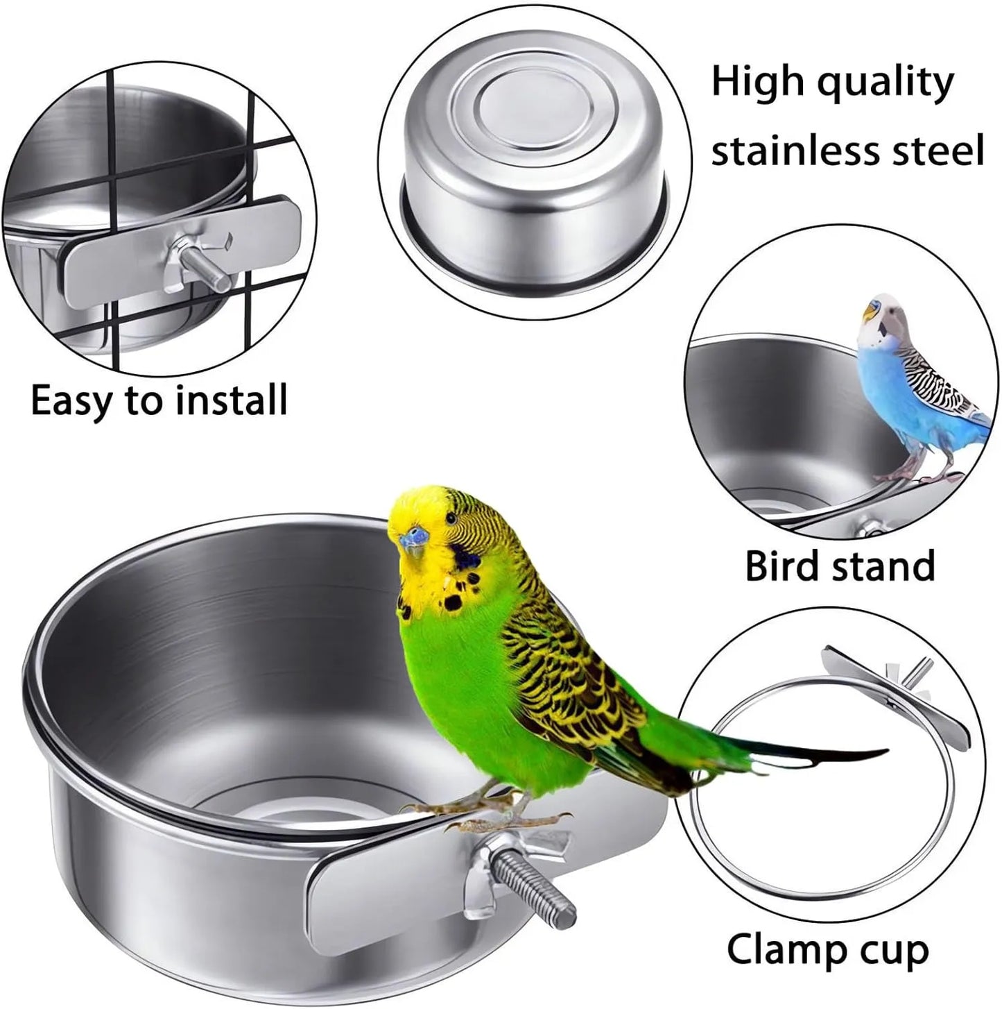 Bathouse 3 Stainless Steel Bird Feeding Dish Cups