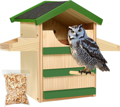 Bathouse Owl House, Wooden Owl Nesting Box with Bird Stand