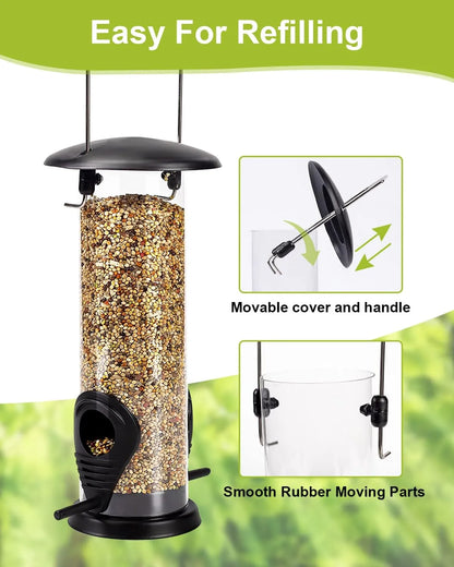 Bathouse Feeding Column, Bird Feeder with 2 Feeder Stands