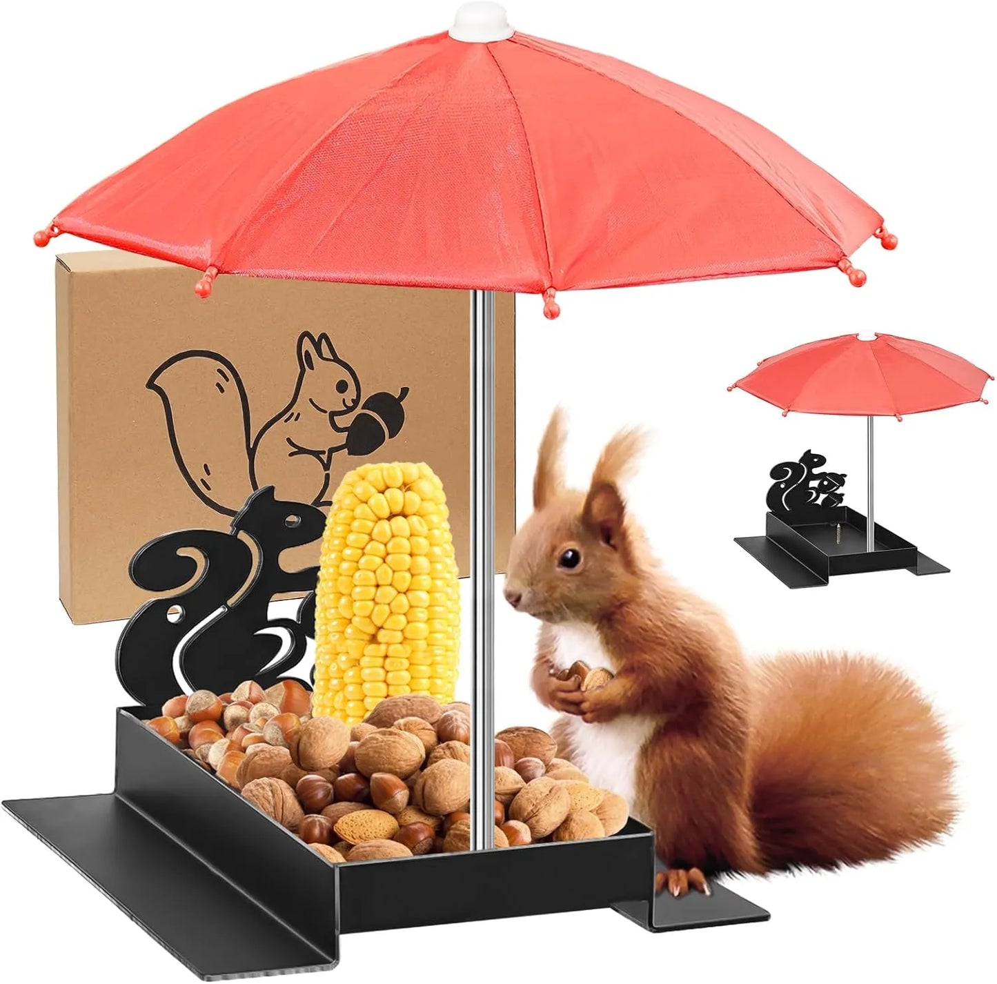 Bathouse Metal Squirrel Feeder with Umbrella