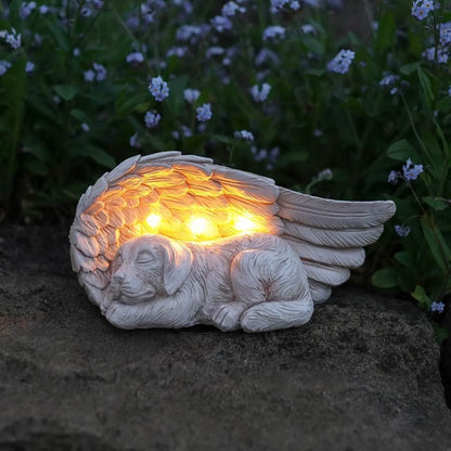 Bathouse pet Memorial Stone with Solar Powered LED Lighting