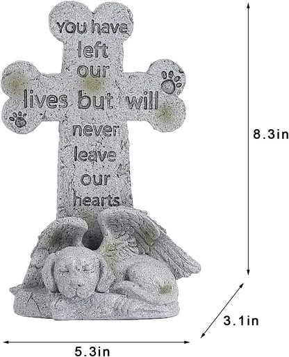 Sleeping Dog Angel Cross Dog Tombstone