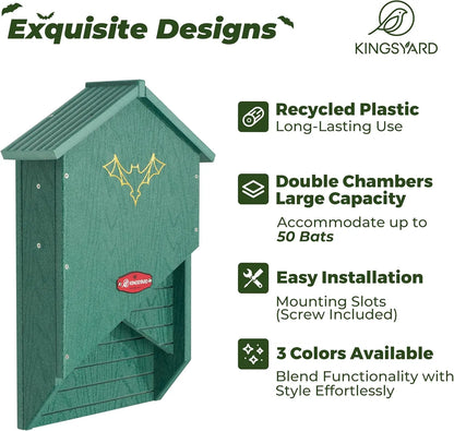 Recycled Plastic Outdoor Large Double Chamber Bat House