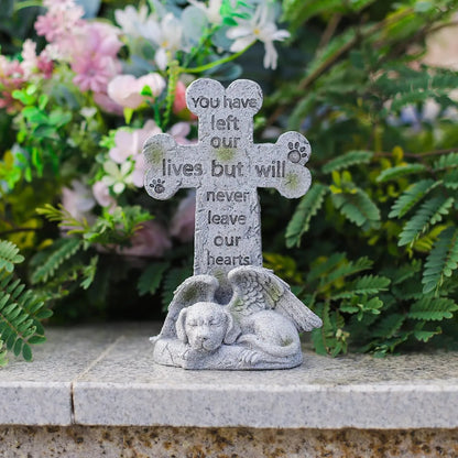 Sleeping Dog Angel Cross Dog Tombstone