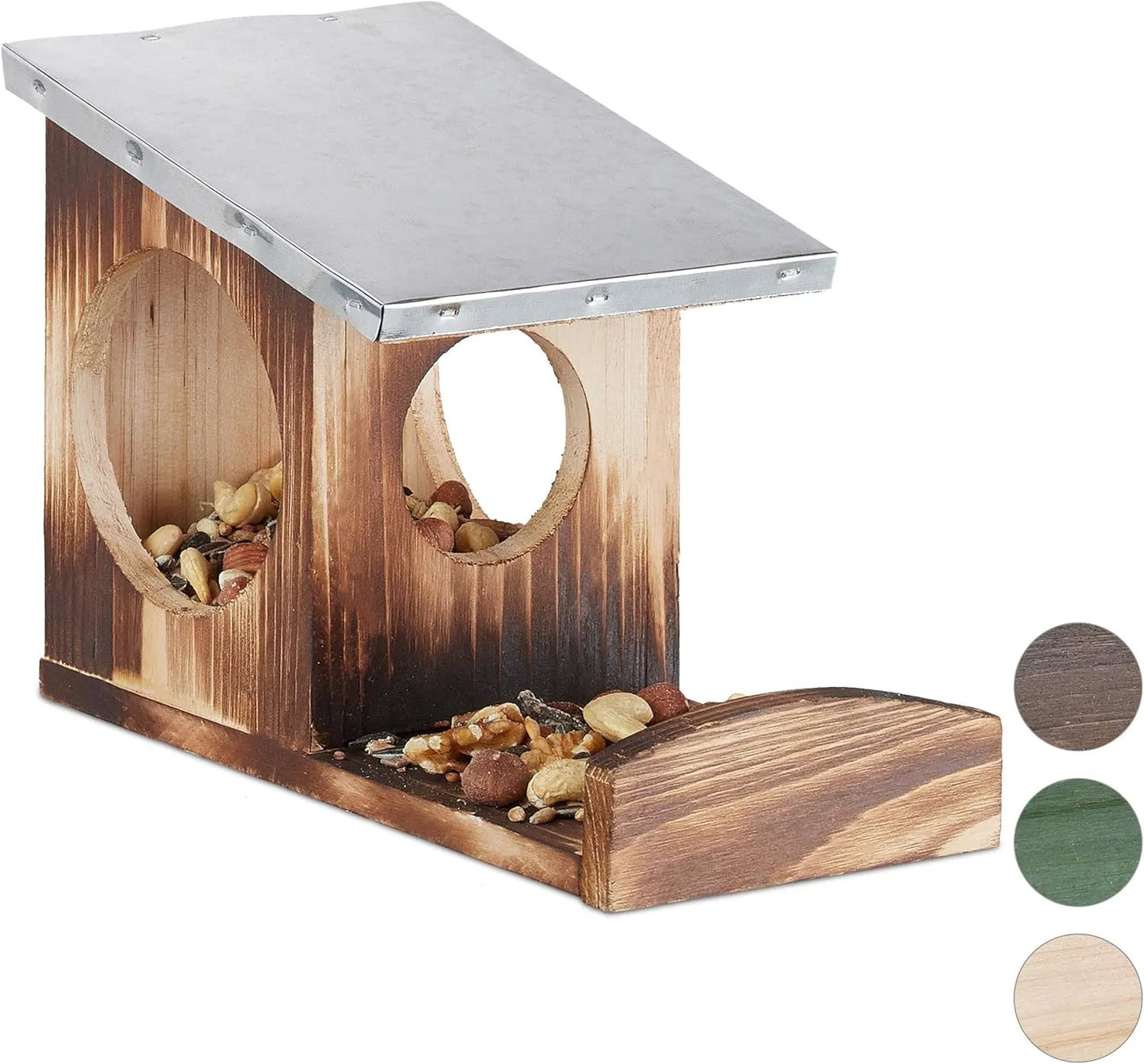 Bathouse Squirrel and Bird Feeder Weatherproof Metal Roof