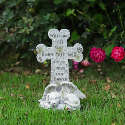 Sleeping Dog Angel Cross Dog Tombstone