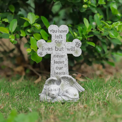 Sleeping Dog Angel Cross Dog Tombstone