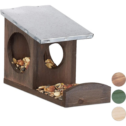 Bathouse Squirrel and Bird Feeder Weatherproof Metal Roof