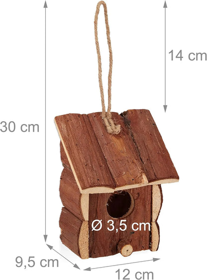 Bathouse Mini Hanging Bird House, Decoration, Untreated Wood