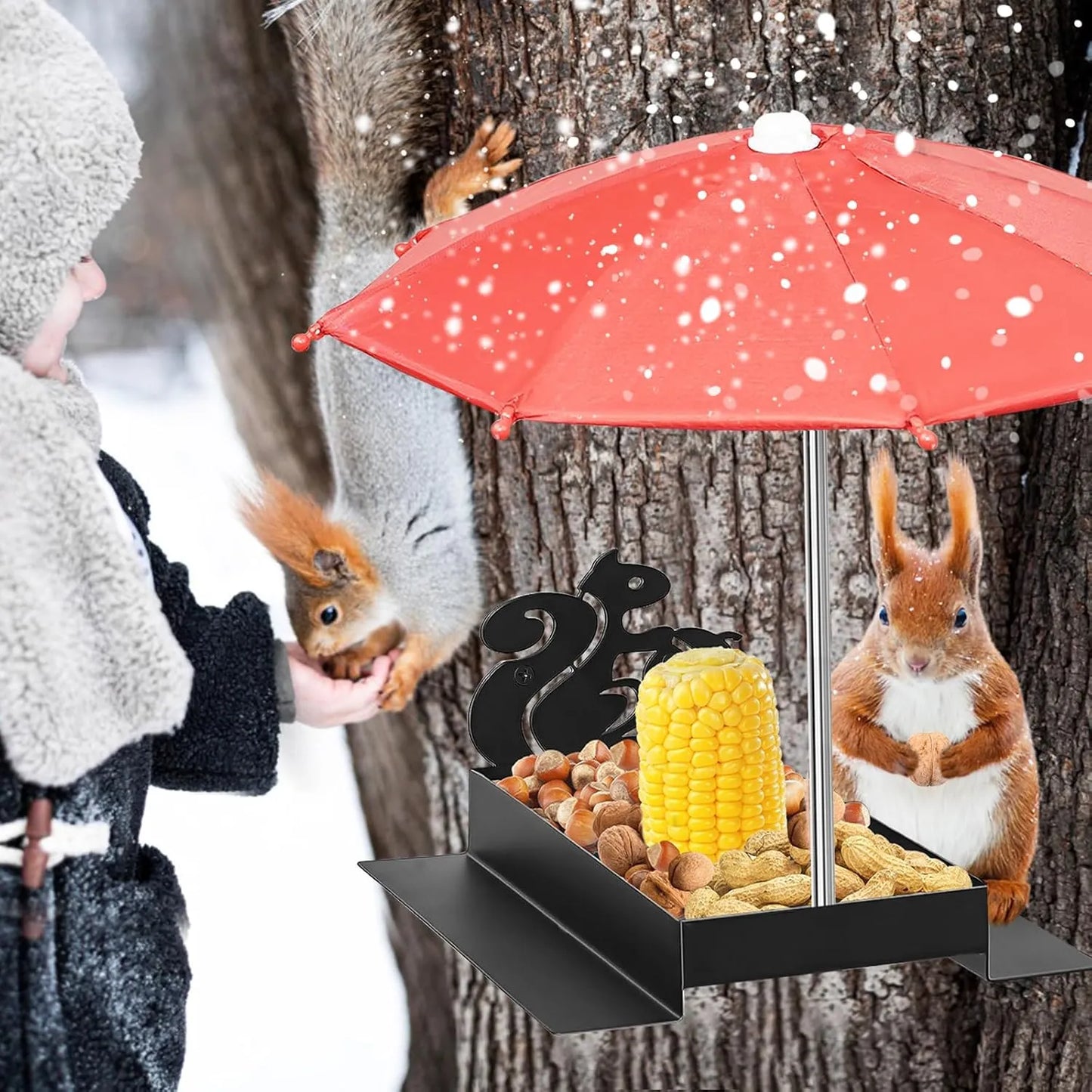 Bathouse Metal Squirrel Feeder with Umbrella