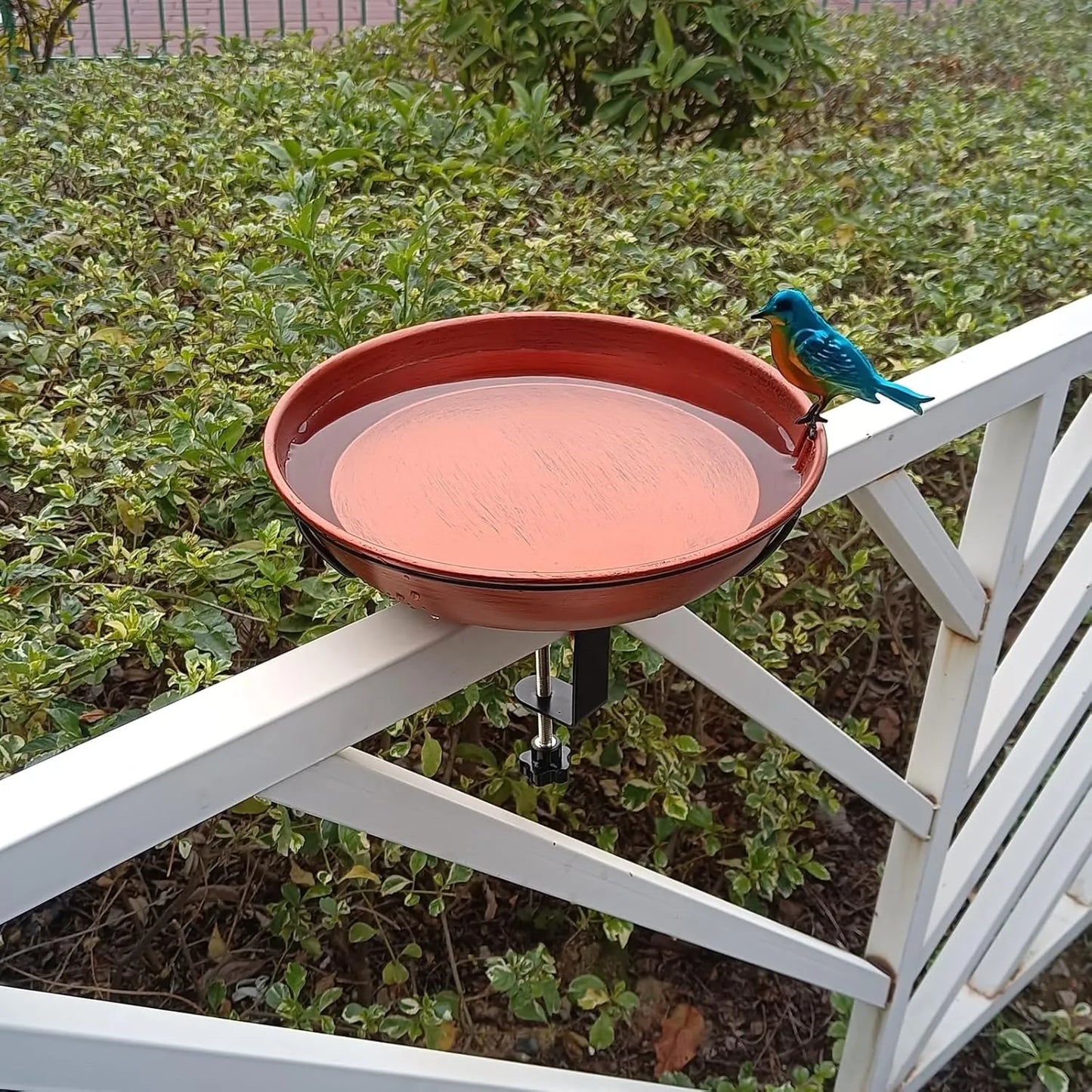 Deck Bird Bath for Outdoors, 11" Copper Metal Birdbath Bowl