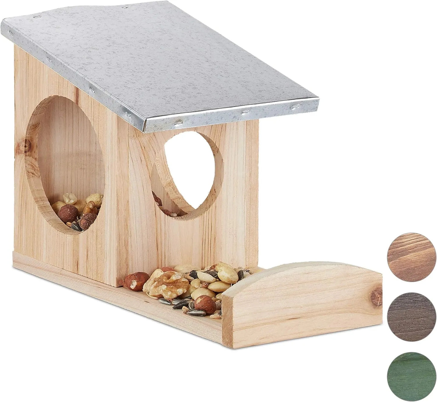 Bathouse Squirrel and Bird Feeder Weatherproof Metal Roof