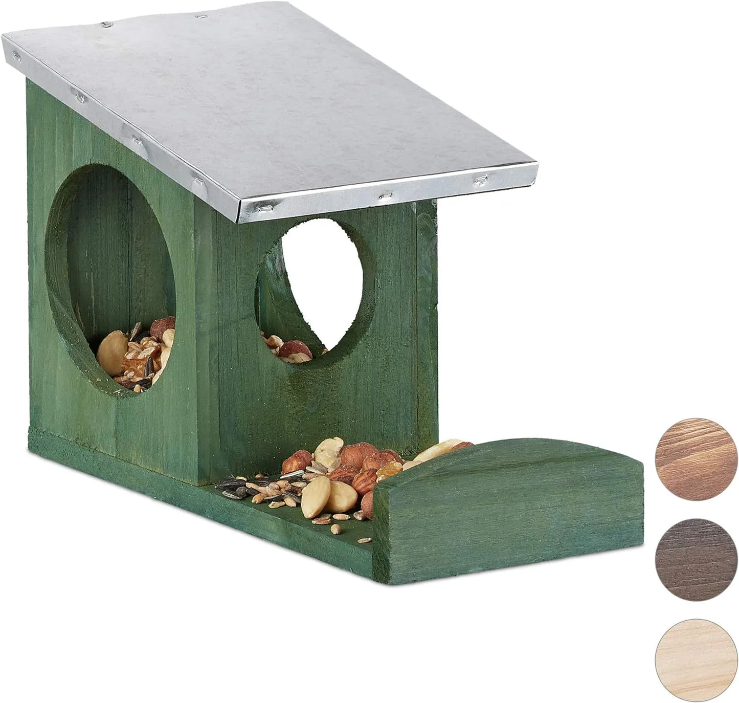 Bathouse Squirrel and Bird Feeder Weatherproof Metal Roof