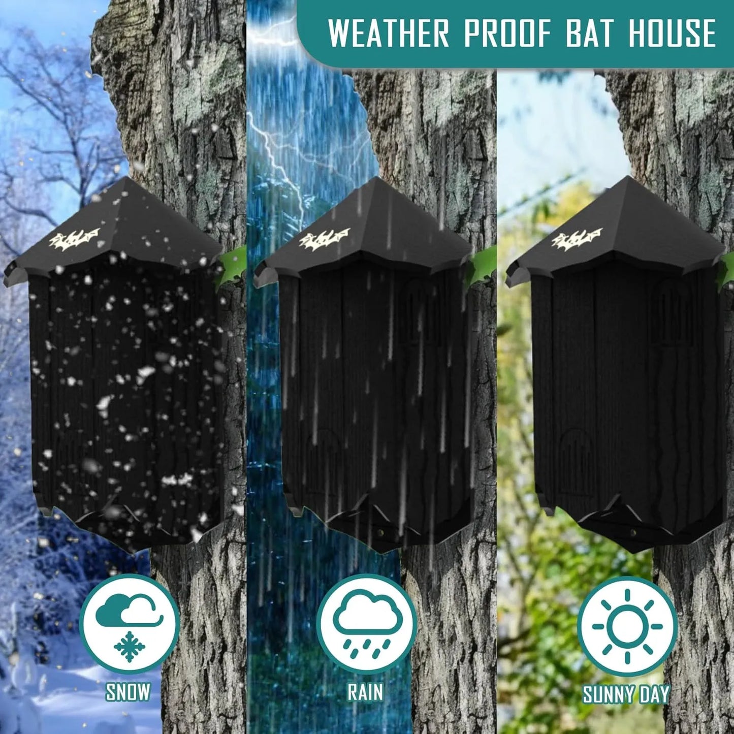 Bathouse Outdoor Bat Box Large 3-chamber box