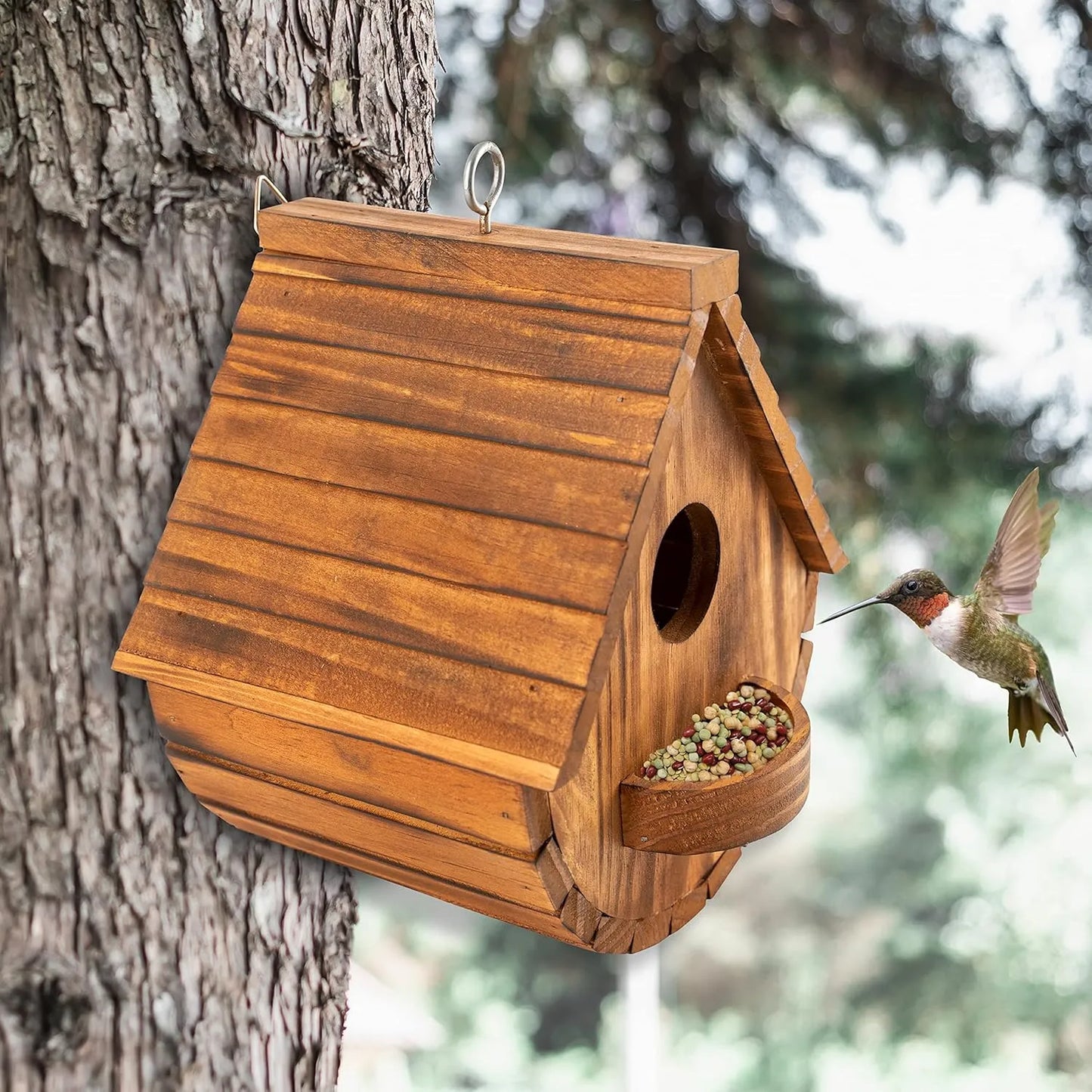 Bathouse Set of 2 Bird Houses for Outside