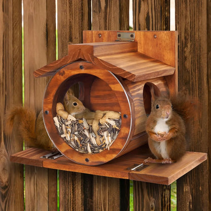 Bathouse Wood Squirrel Feeder, Squirrel Feeders for Outside Winter