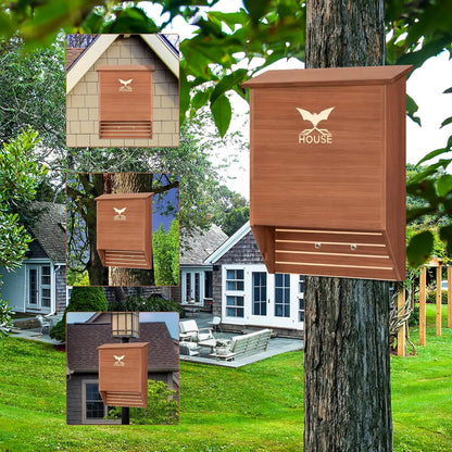 Bathouse Bat Houses for Outdoors - 2 Large Chambers Bat Box for Outside