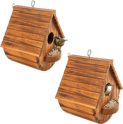 Bathouse Set of 2 Bird Houses for Outside